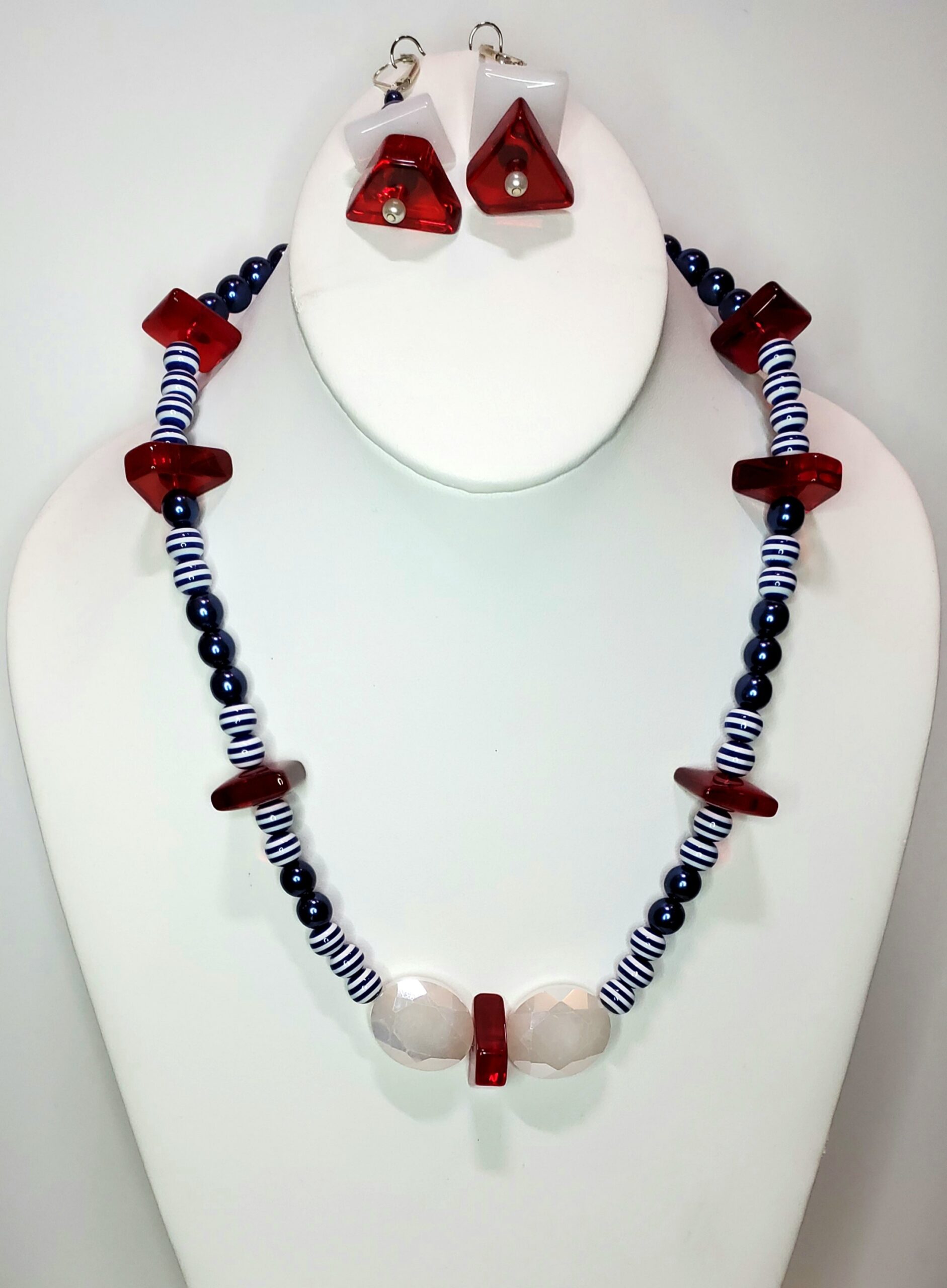 Spirit Beads By Fan-A-Peel - Red & White Bead Necklaces - Two Pack